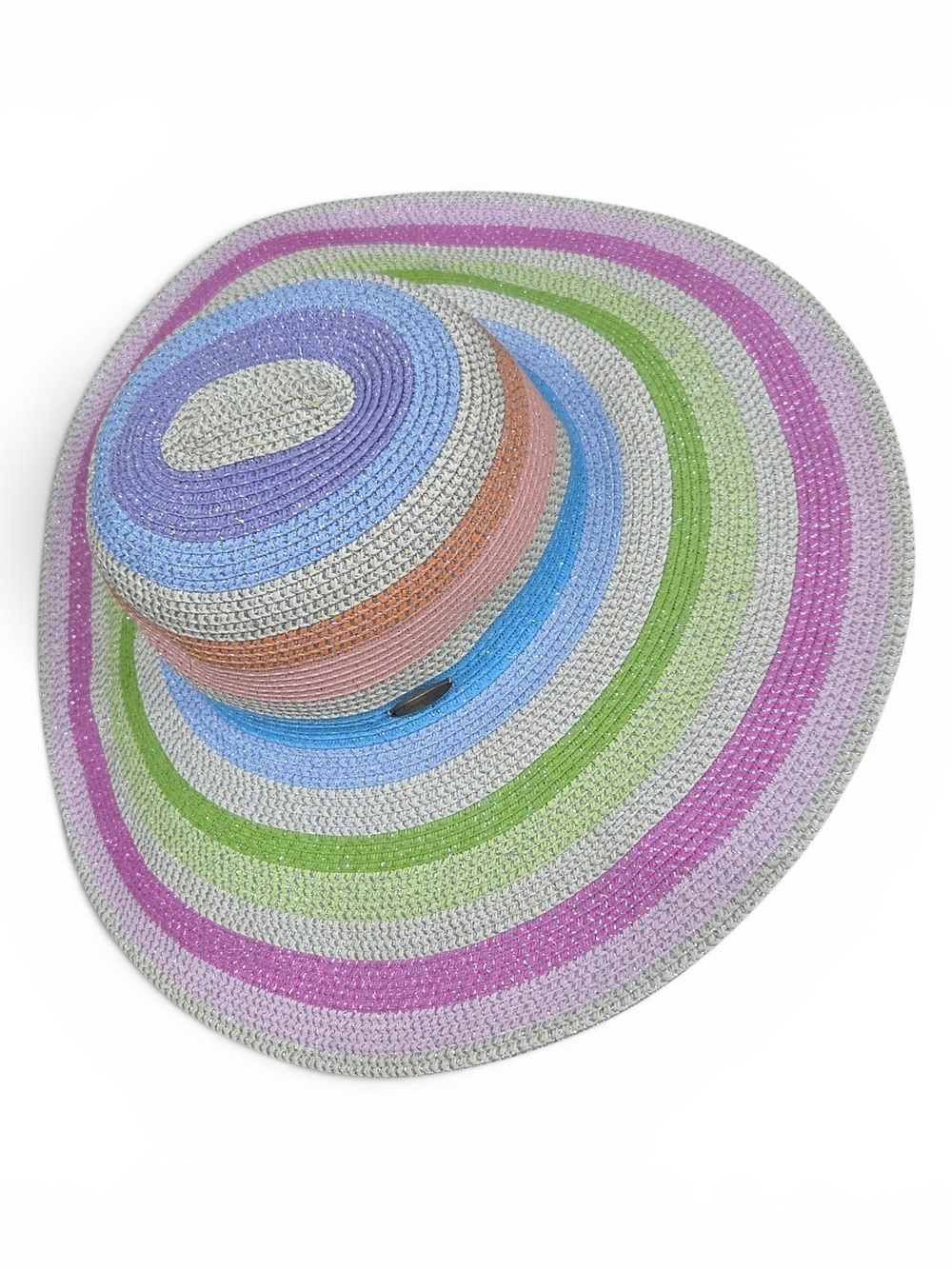 Capelli of New York Pastel Striped Crochet Sun Hat